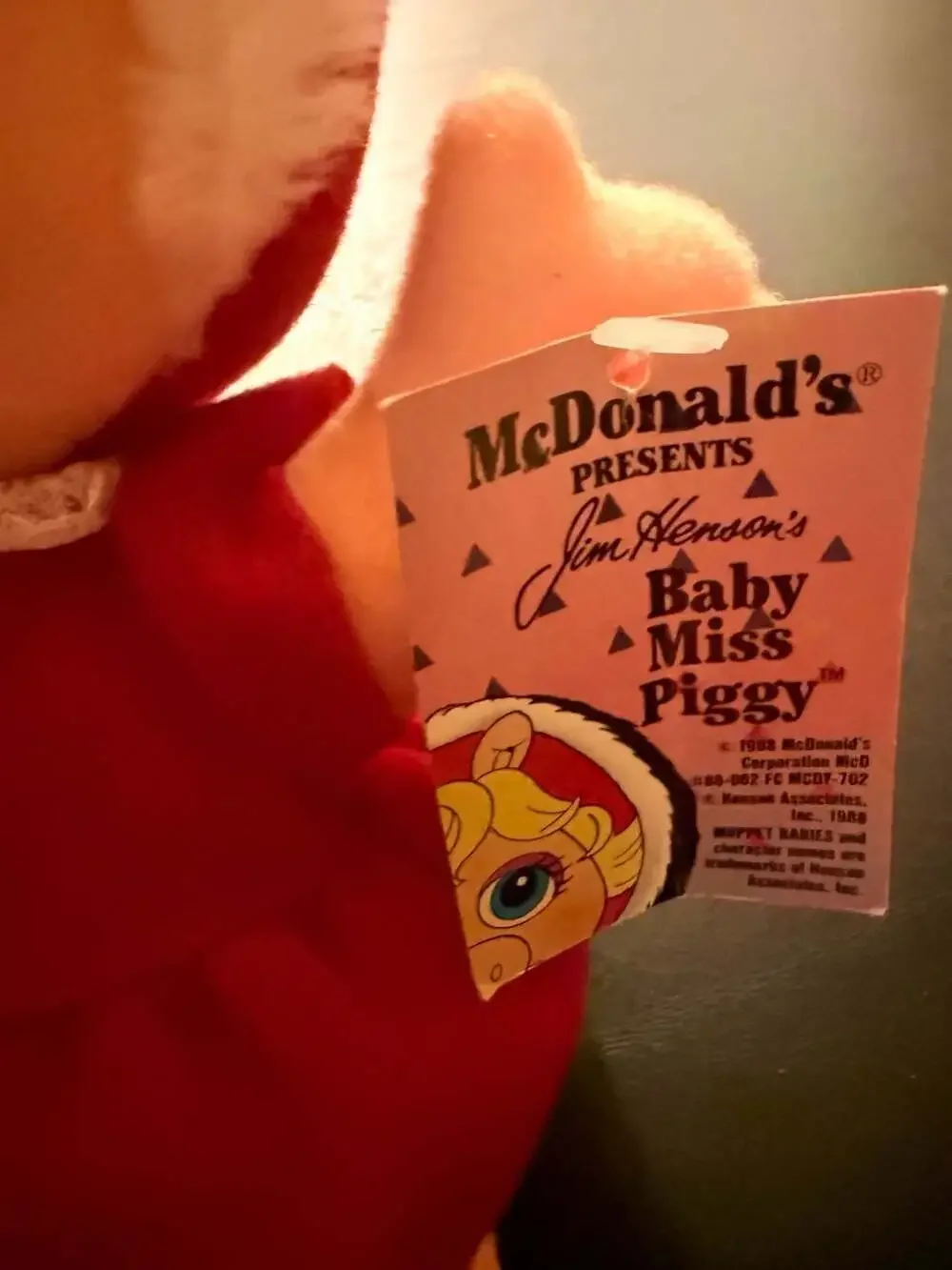 Vintage 1988 Jim Henson's McDonald's Baby Miss Piggy Plush Toy with Original Tag